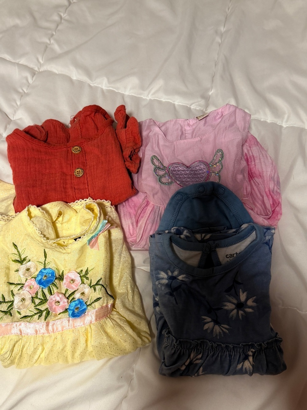 Carter's Multi-Pack Girls Floral & Heart Tops - Pink, Yellow, Red, Blue